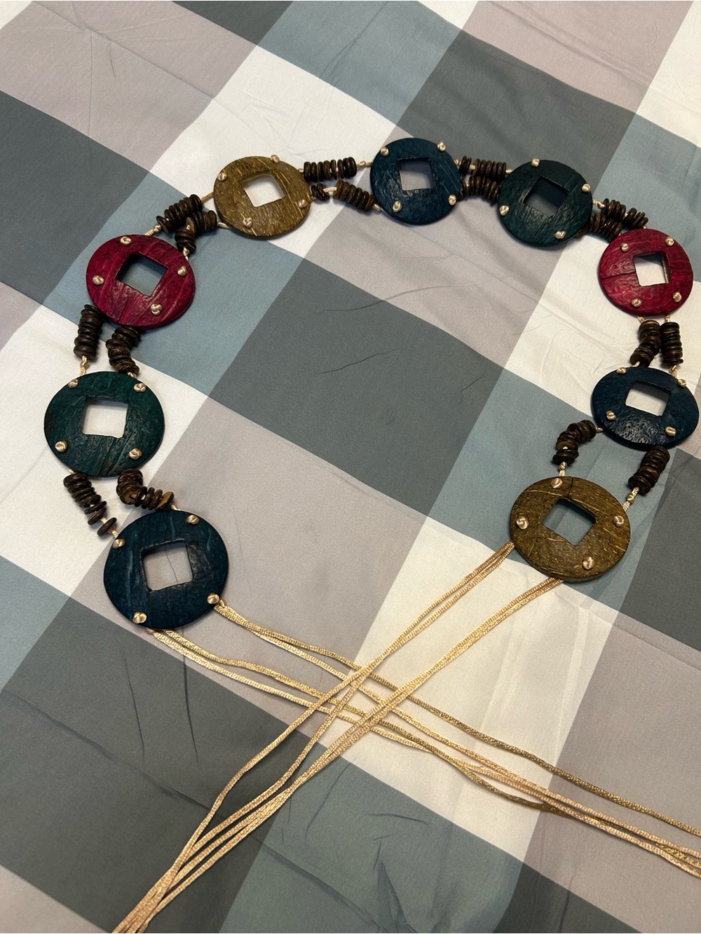 Boho Multi-Color Wooden Disc Statement Belt - Picture 4 of 4